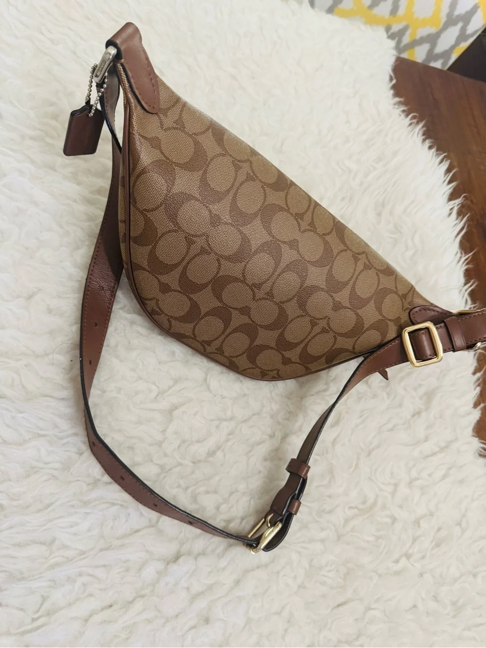Coach Brown Signature Monogram Crossbody Belt Bag